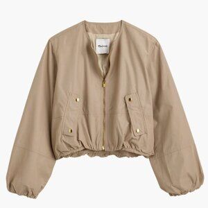 Madewell Bubble Sleeve Bomber Jacket in Khaki
